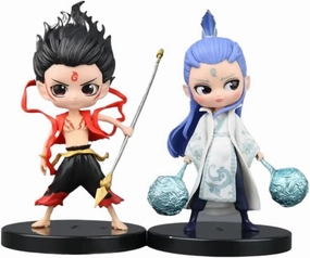 Nezha Animated Movie Themed Cute Anime Figure NeZha Q Version Ornaments Ne Zha 2 Resin Figurine Desktop Plaque Creative Ornament Crafts Ornament(Ne Zha   Ao Bing)