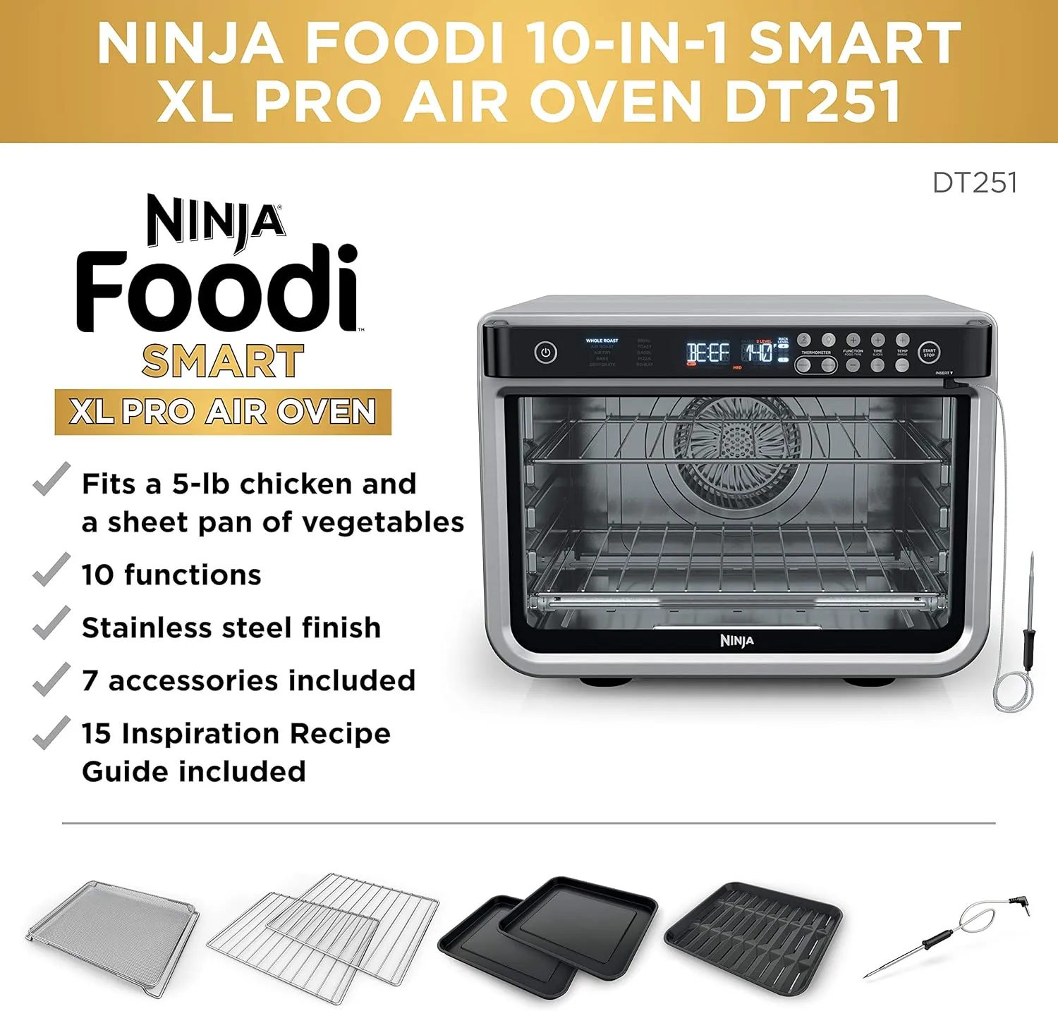 Ninja DT251 Foodi 10-in-1 XL Pro Smart Air Fry Oven