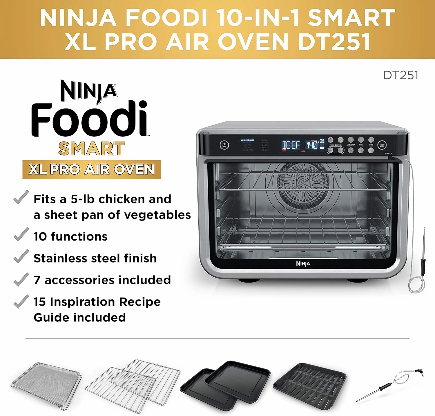 Ninja DT251 Foodi 10-in-1 XL Pro Smart Air Fry Oven