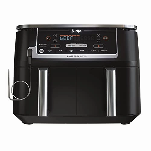 Ninja Foodi 6-in-1 8-qt. (7.6L) 2-Basket Air Fryer DualZone Technology, Match Cook & Smart Finish to Roast, Broil, Dehydrate & More for Quick, Easy Meals, Slate Grey (DZ201C) Canadian Version
