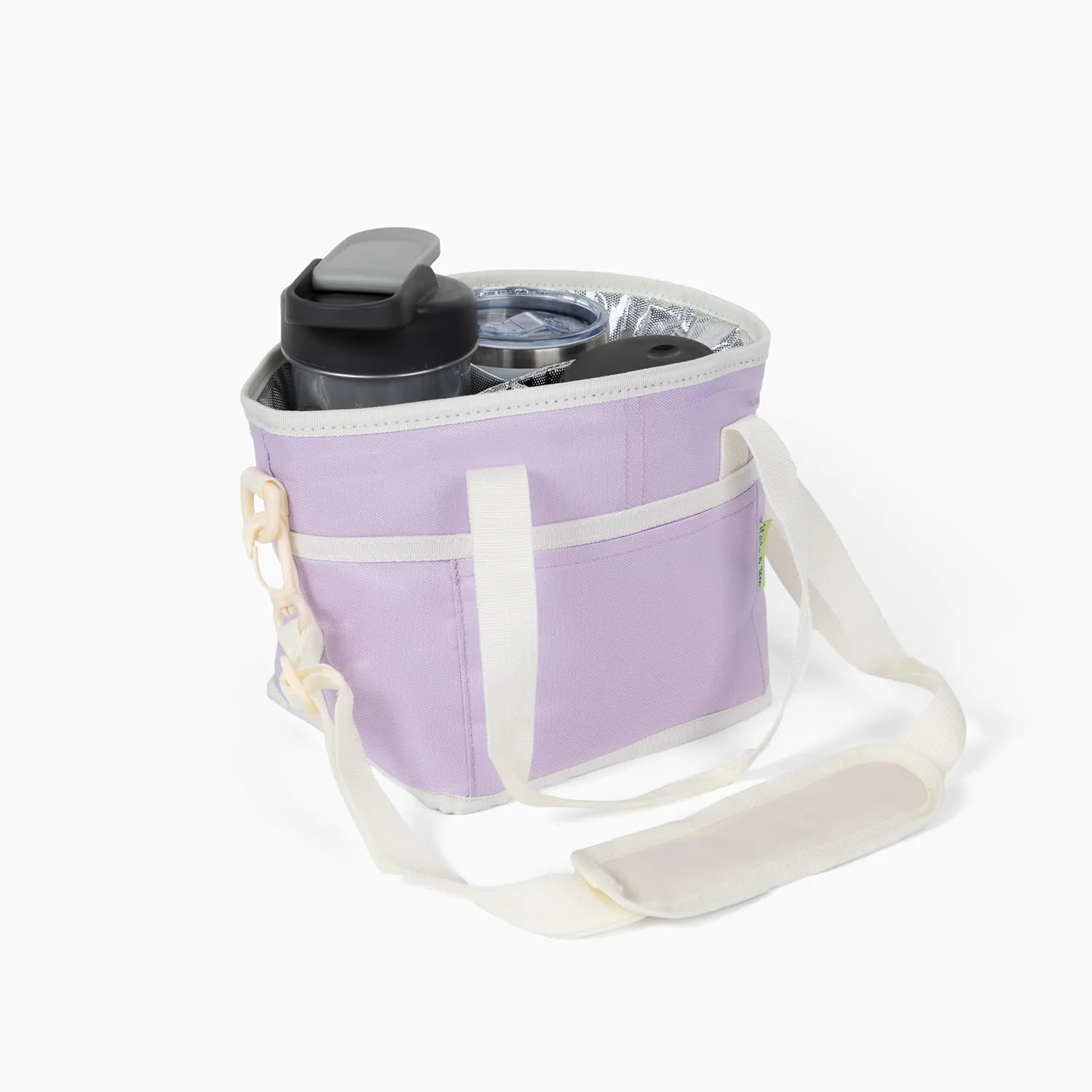 NoNa & Bee 4 Water Bottle Holder with Strap | Family Size 4 Compartment Drink Bag, Multiple Tumbler Carrier Caddy | Adjustable Fits Large & Small Drinks | Hands Free, Won't Tip Over in Car