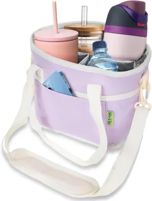 NoNa & Bee 4 Water Bottle Holder with Strap | Family Size 4 Compartment Drink Bag, Multiple Tumbler Carrier Caddy | Adjustable Fits Large & Small Drinks | Hands Free, Won't Tip Over in Car