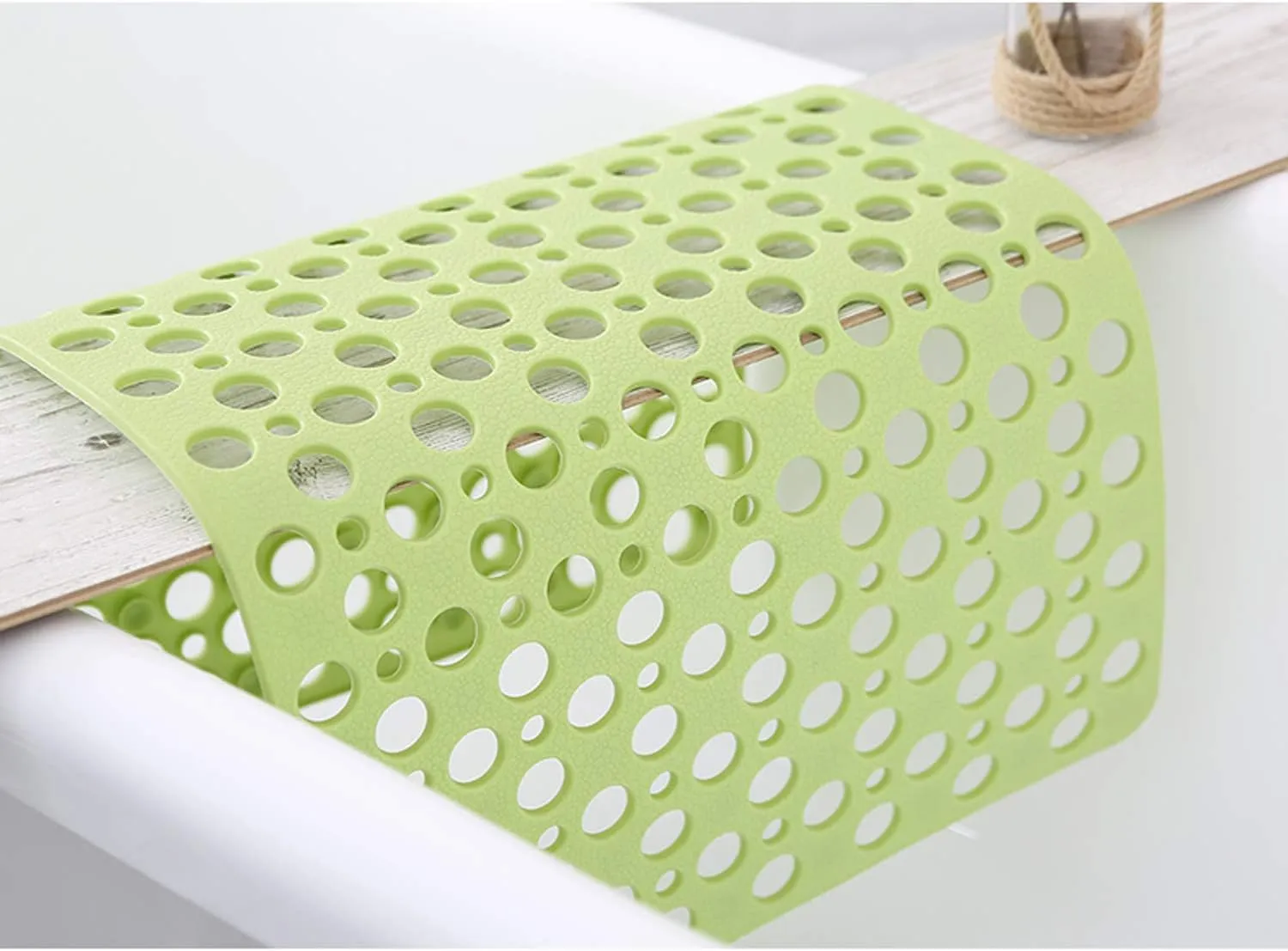 Nonslip Bathtub Mat Extra Soft TPE Bath Mat for Kids, Machine Washable Bathroom Shower Mat, Smooth/Non-Textured Tubs Only, 30L x 17W Inch (Green)