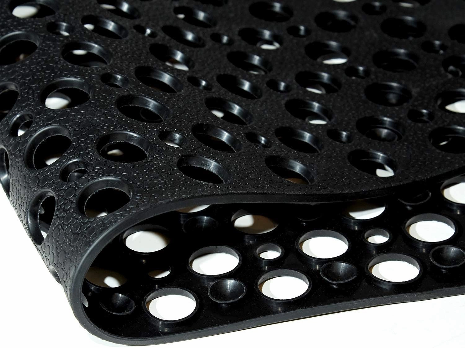 Nonslip Bathtub Mat Extra Soft TPE Bath Mat for Kids, Machine Washable Bathroom Shower Mat(Black/ 30L x 17W Inch)