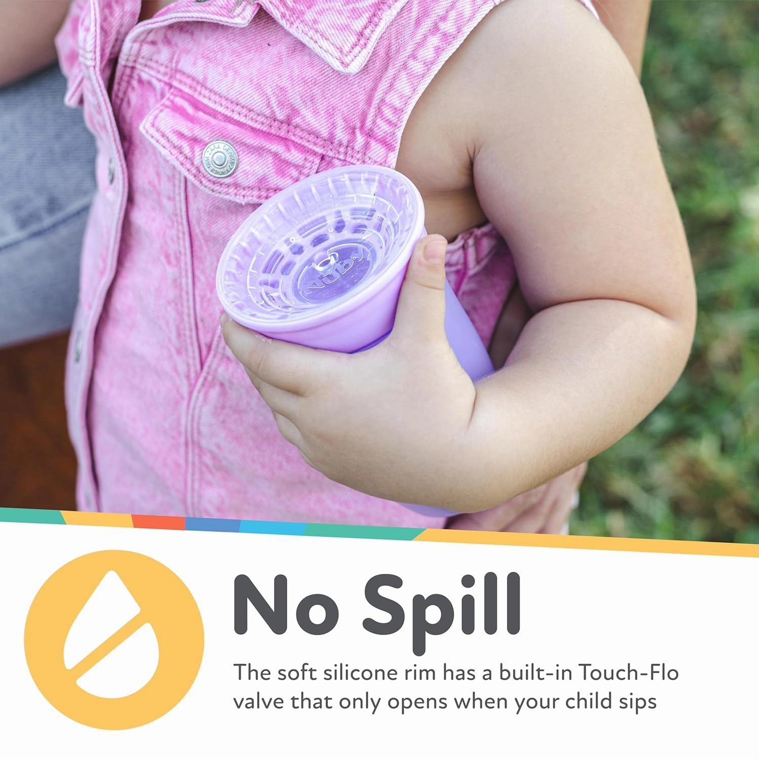 Nuby Wonder Cup - Spill-Proof Toddler Sippy Cups - (3 Pack) 10 oz - Sip from All Sides - Leak Resistant - Spoutless Transition Cup - Green/Red/Blue