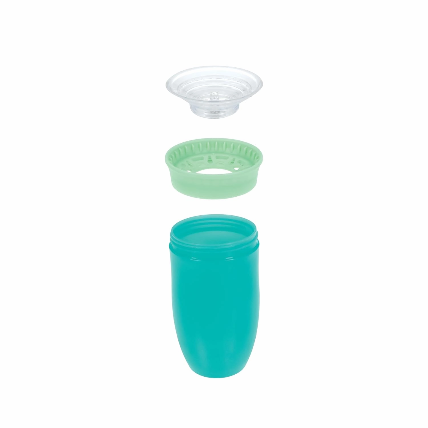 Nuby Wonder Cup - Spill-Proof Toddler Sippy Cups - (3 Pack) 10 oz - Sip from All Sides - Leak Resistant - Spoutless Transition Cup - Green/Red/Blue