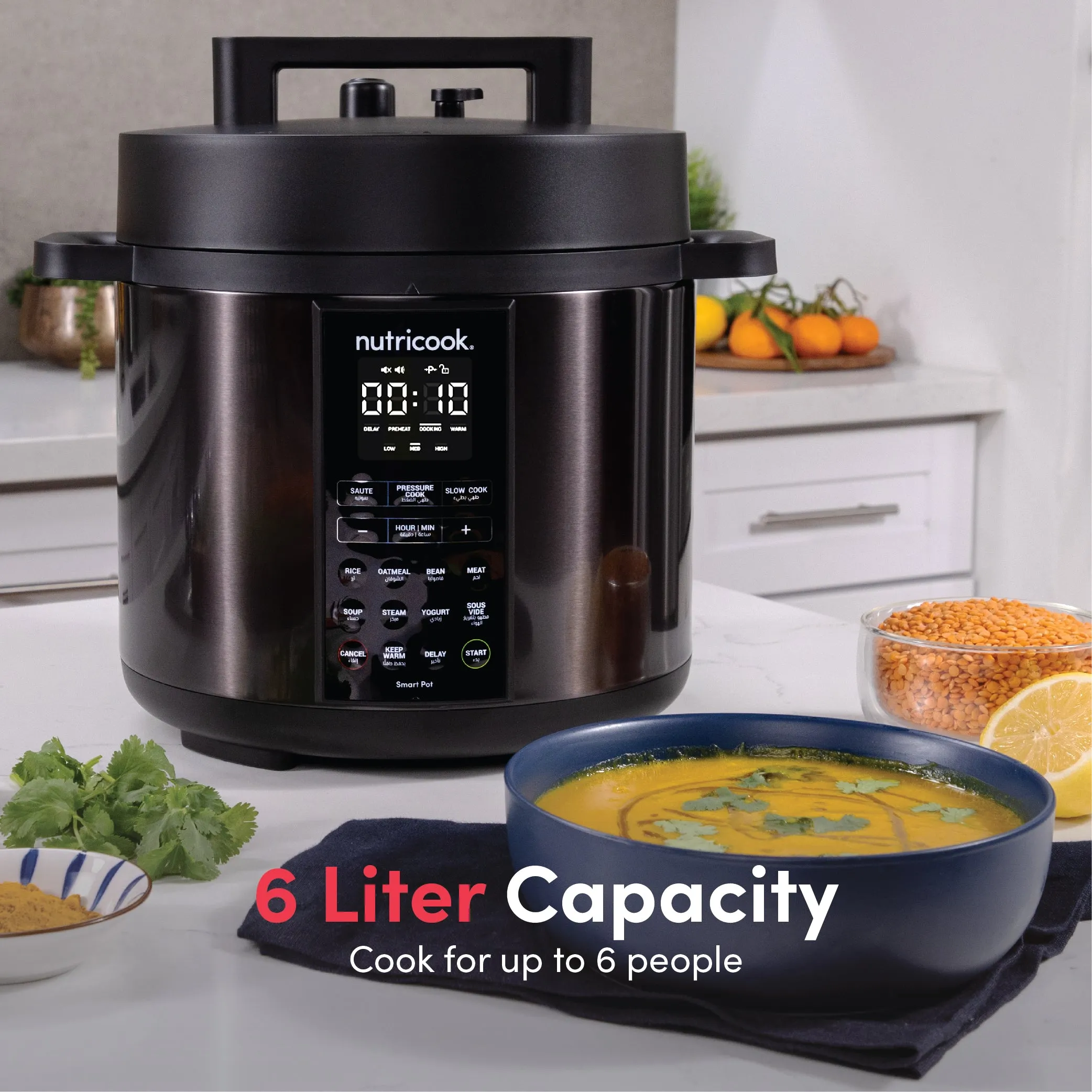 Nutricook Smart Pot, 9 in 1 Electric Pressure Cooker, Slow Cooker, Rice Cooker, Steamer, Sauté Pot, Yogurt Maker & more, 12 Smart Programs with new Smart Lid - 8 Liters