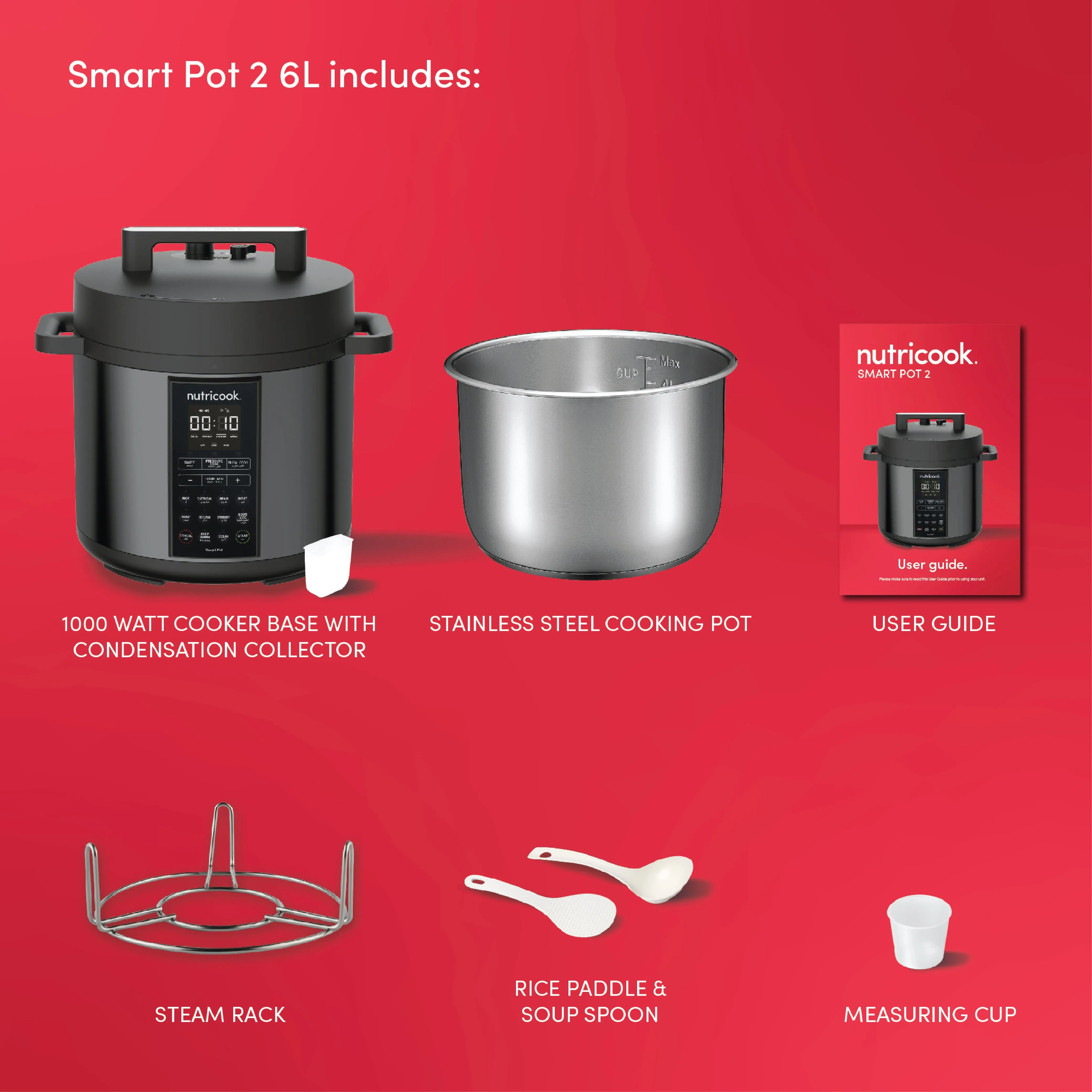 Nutricook Smart Pot, 9 in 1 Electric Pressure Cooker, Slow Cooker, Rice Cooker, Steamer, Sauté Pot, Yogurt Maker & more, 12 Smart Programs with new Smart Lid - 8 Liters