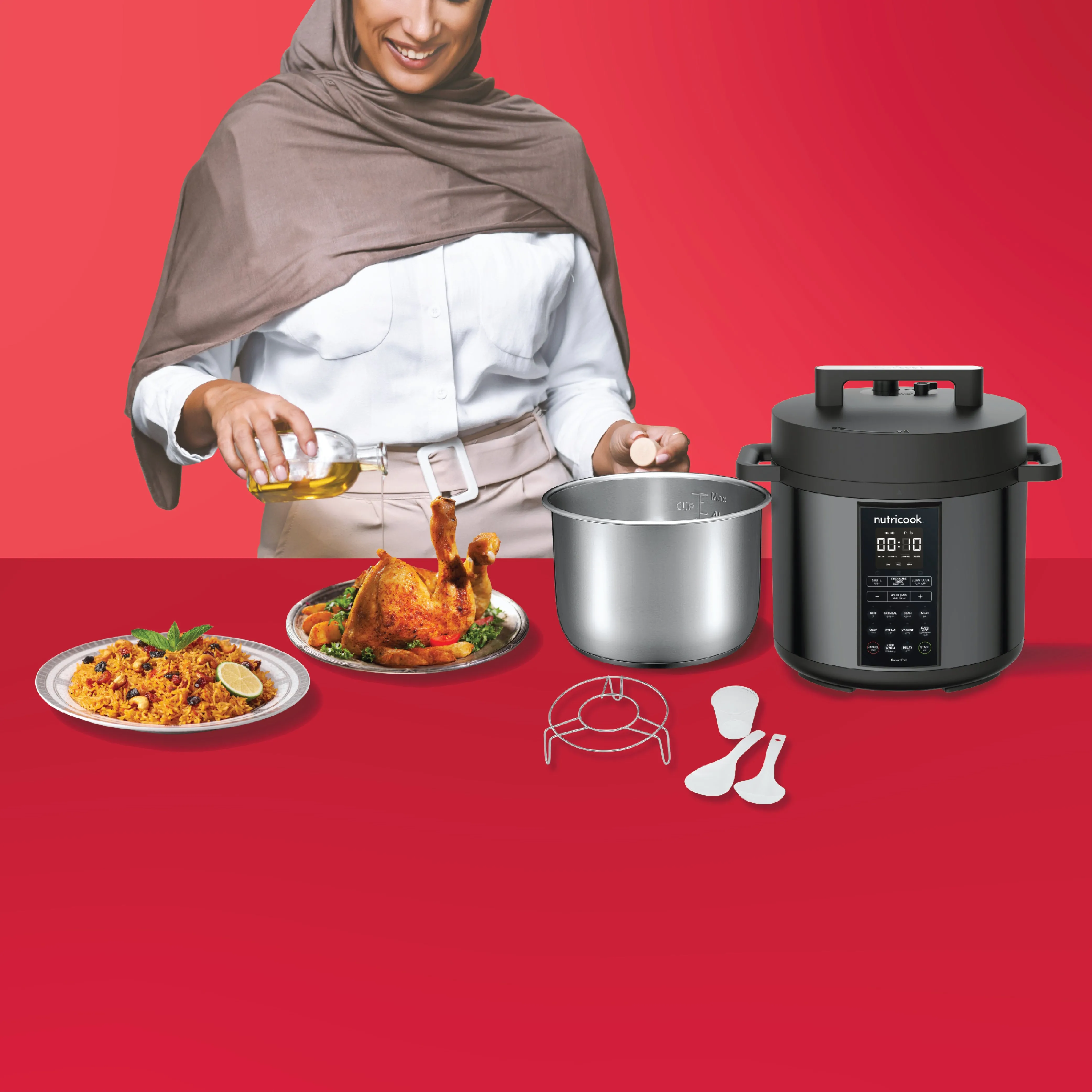 Nutricook Smart Pot, 9 in 1 Electric Pressure Cooker, Slow Cooker, Rice Cooker, Steamer, Sauté Pot, Yogurt Maker & more, 12 Smart Programs with new Smart Lid - 8 Liters