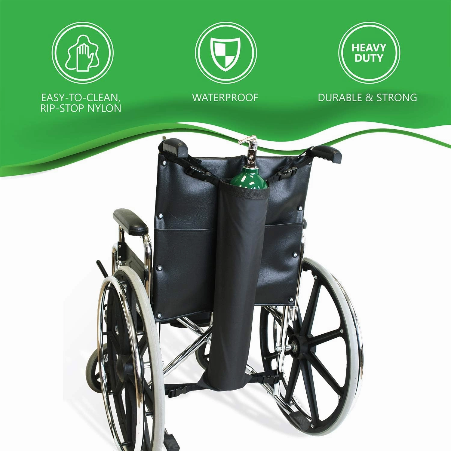 NYOrtho Oxygen Tank Holder for Wheelchair - E Cylinder Transport Bag with Adjustable Straps - Heavy Duty, Waterproof, Easy to Clean Mobility Oxygen Carrier - Standard Size - 25-Pack - Made in USA