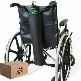 NYOrtho Oxygen Tank Holder for Wheelchair - E Cylinder Transport Bag with Adjustable Straps - Heavy Duty, Waterproof, Easy to Clean Mobility Oxygen Carrier - Standard Size - 25-Pack - Made in USA