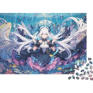 Ocean Girl 1000 Piece Fish and Girls Jigsaw Puzzles for Adults Fun Home Decoration Education Game Toy Intellectual Game Stress Relief Toy Premium & Durable 1000pcs (75x50cm)