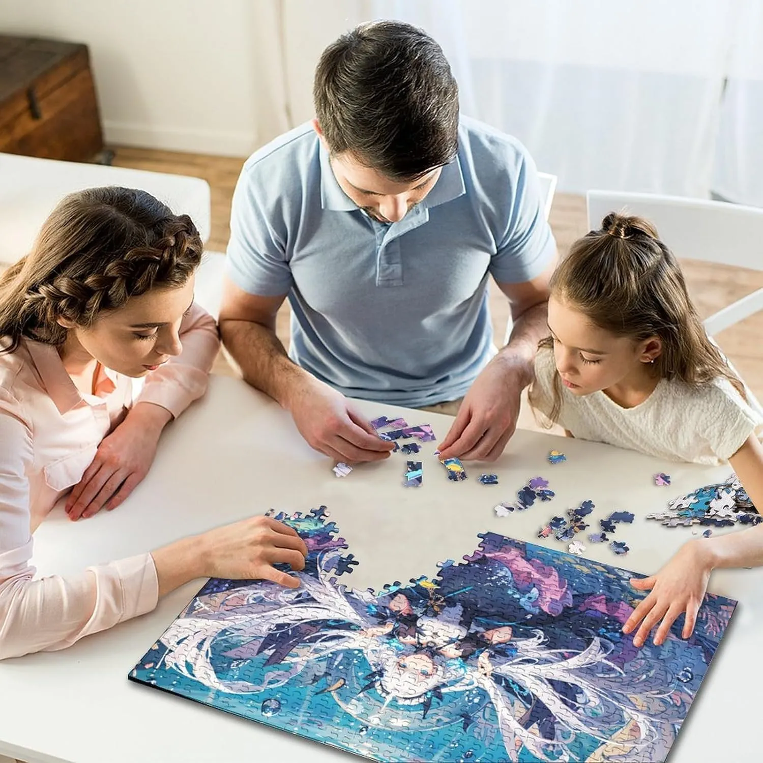 Ocean Girl 1000 Piece Fish and Girls Jigsaw Puzzles for Adults Fun Home Decoration Education Game Toy Intellectual Game Stress Relief Toy Premium & Durable 1000pcs (75x50cm)