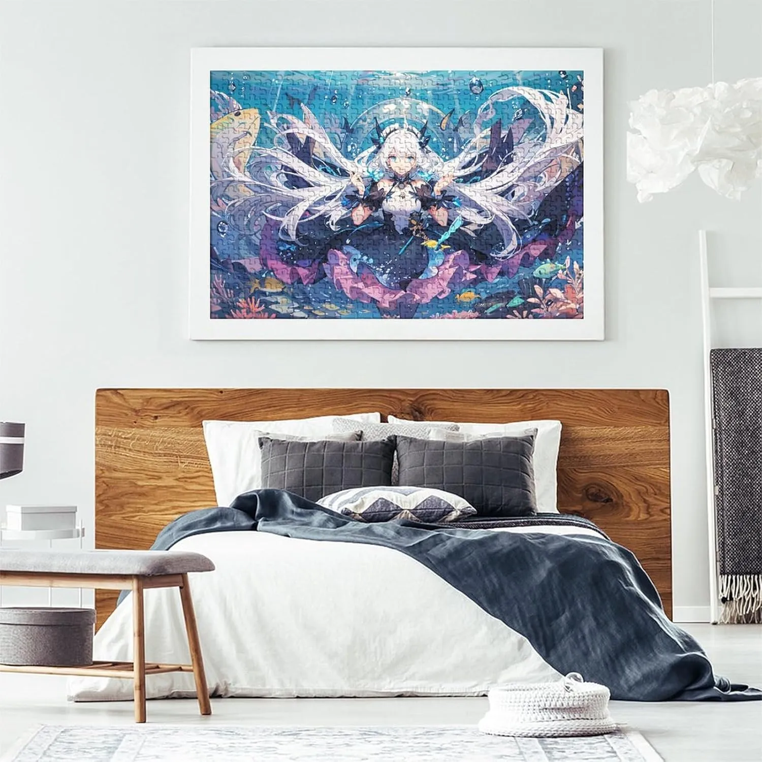 Ocean Girl 1000 Piece Fish and Girls Jigsaw Puzzles for Adults Fun Home Decoration Education Game Toy Intellectual Game Stress Relief Toy Premium & Durable 1000pcs (75x50cm)