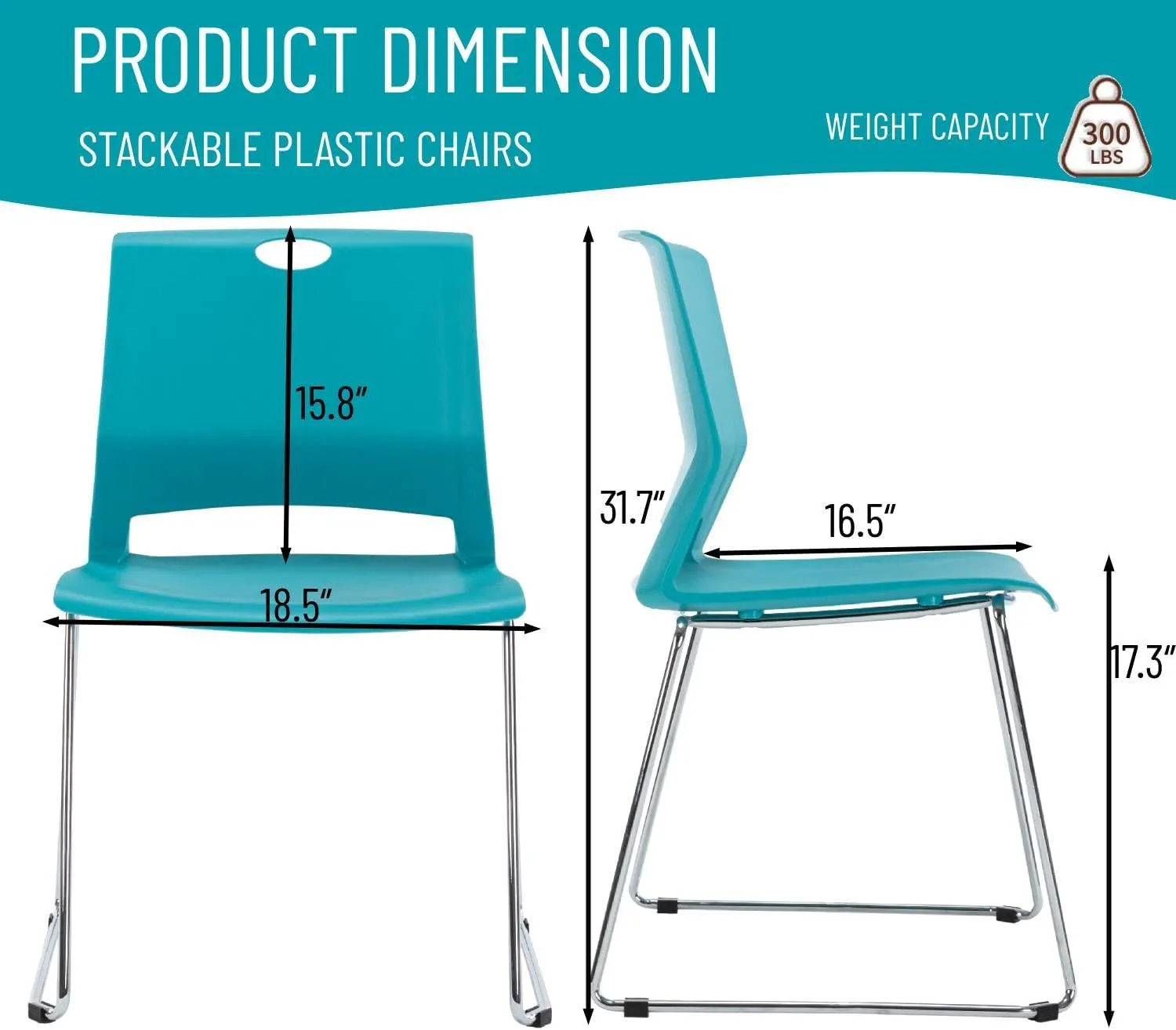 Office Guest Chairs Set of 4, Sled Base Office Stack Chair, Modern Plastic Chairs for Conference, Reception,Classroom and Library,Blue.
