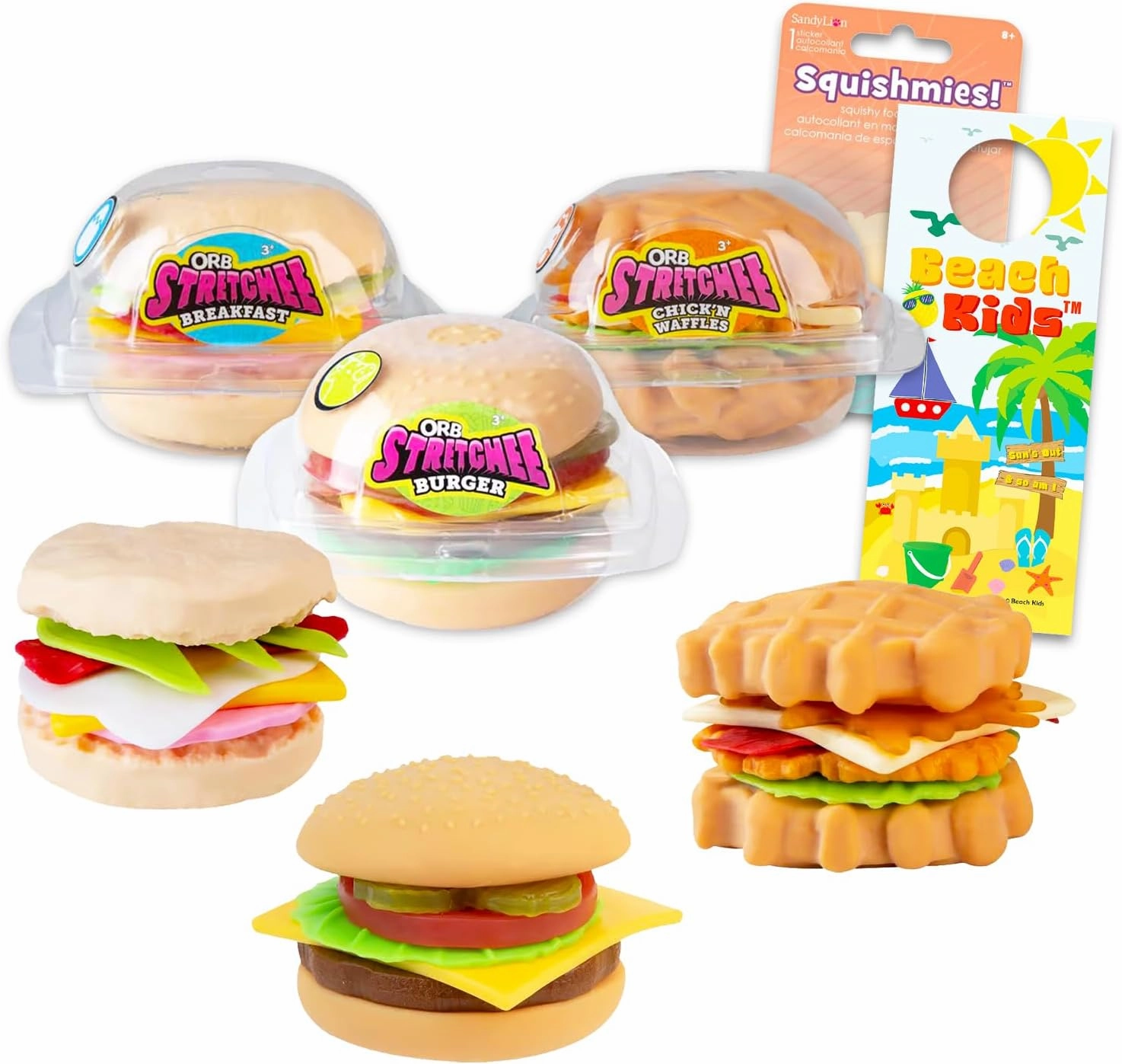 Orb Stretchee Foodz Squishy Toy Variety Pack - Bundle with 3 Food Soft Squishy Stress Relief Toys Plus Stickers, More | Food Stress Relief Toy Squishy Figures