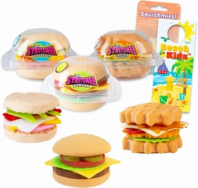 Orb Stretchee Foodz Squishy Toy Variety Pack - Bundle with 3 Food Soft Squishy Stress Relief Toys Plus Stickers, More | Food Stress Relief Toy Squishy Figures