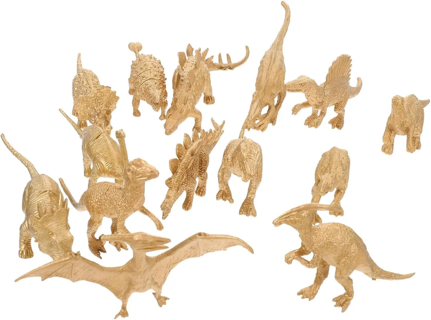 ORFOFE Realistic Dinosaur Model Set Statue for Living Room Gold Decorative Figurine