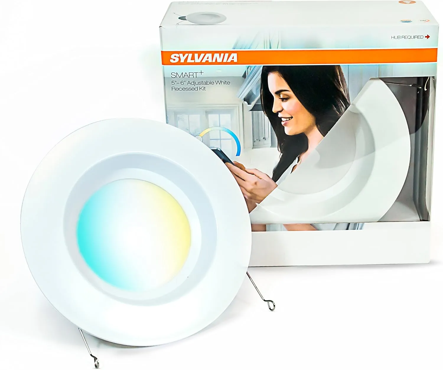 OSRAM 73742 SYLVANIA SMART  ZigBee Adjustable White RT 5/6 Recessed Lighting Kit, Works with SmartThings and Amazon Echo Plus, Hub Needed for Amazon Alexa and Google Assistant