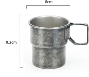 Outdoor camping portable stainless steel single-layer water cup 300ML foldable coffee cup 4PC(Green)