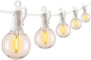 Outdoor String Lights - 50 Ft Waterproof Connectable Commercial LED Patio Lights with 25 G40 Globe Bulbs, All Weatherproof Hanging Globe Lights for Outside Backyard Porch Party Decoration