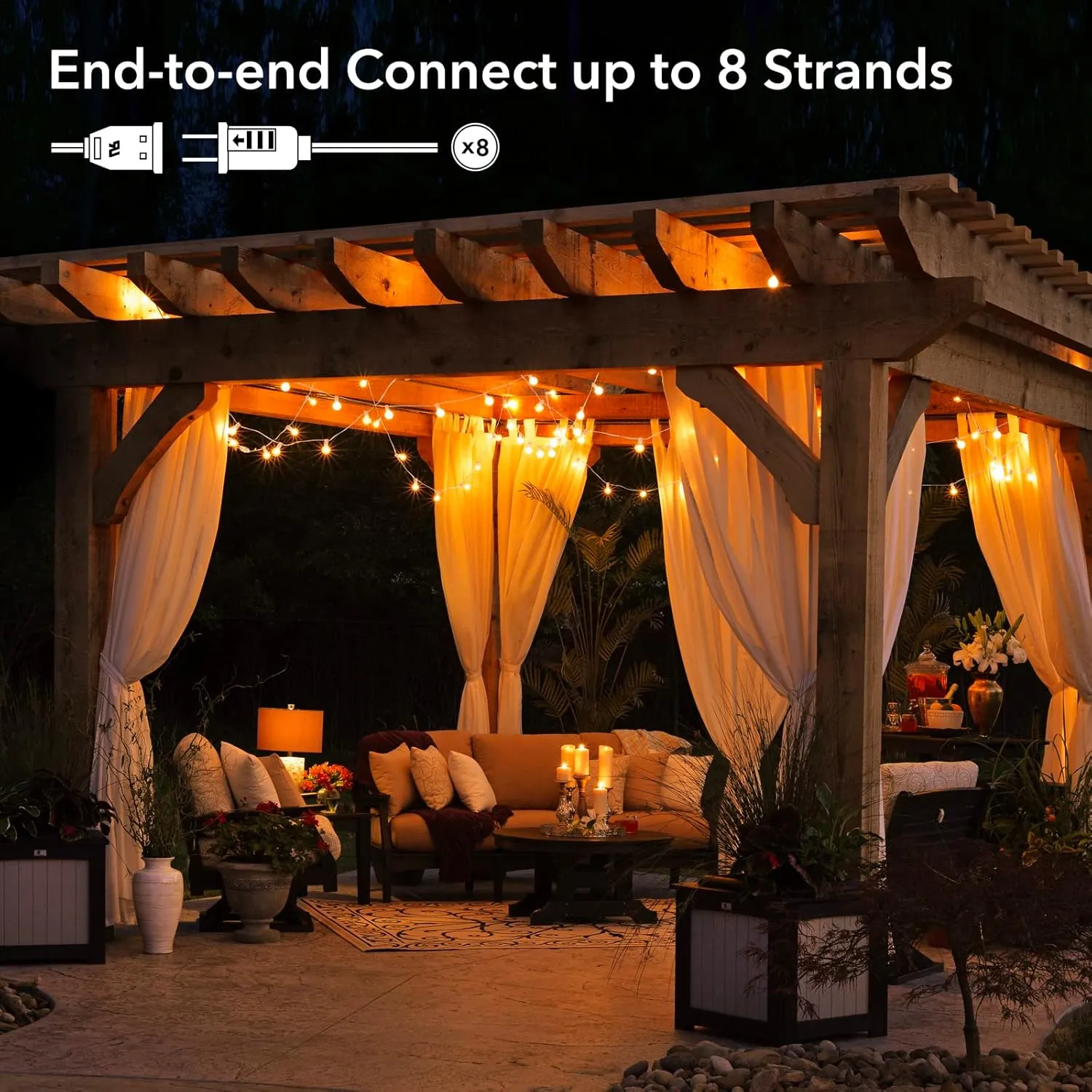 Outdoor String Lights - 50 Ft Waterproof Connectable Commercial LED Patio Lights with 25 G40 Globe Bulbs, All Weatherproof Hanging Globe Lights for Outside Backyard Porch Party Decoration