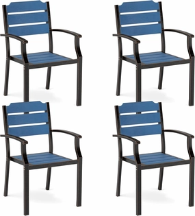 Outdoor Dining Chairs, Patio Dining Chairs, HDPS All-Weather Material Outdoor Chairs, Patio Chairs Set of 4 for Patio, Lawn, Garden, Indoor and Backyard, Dark Blue