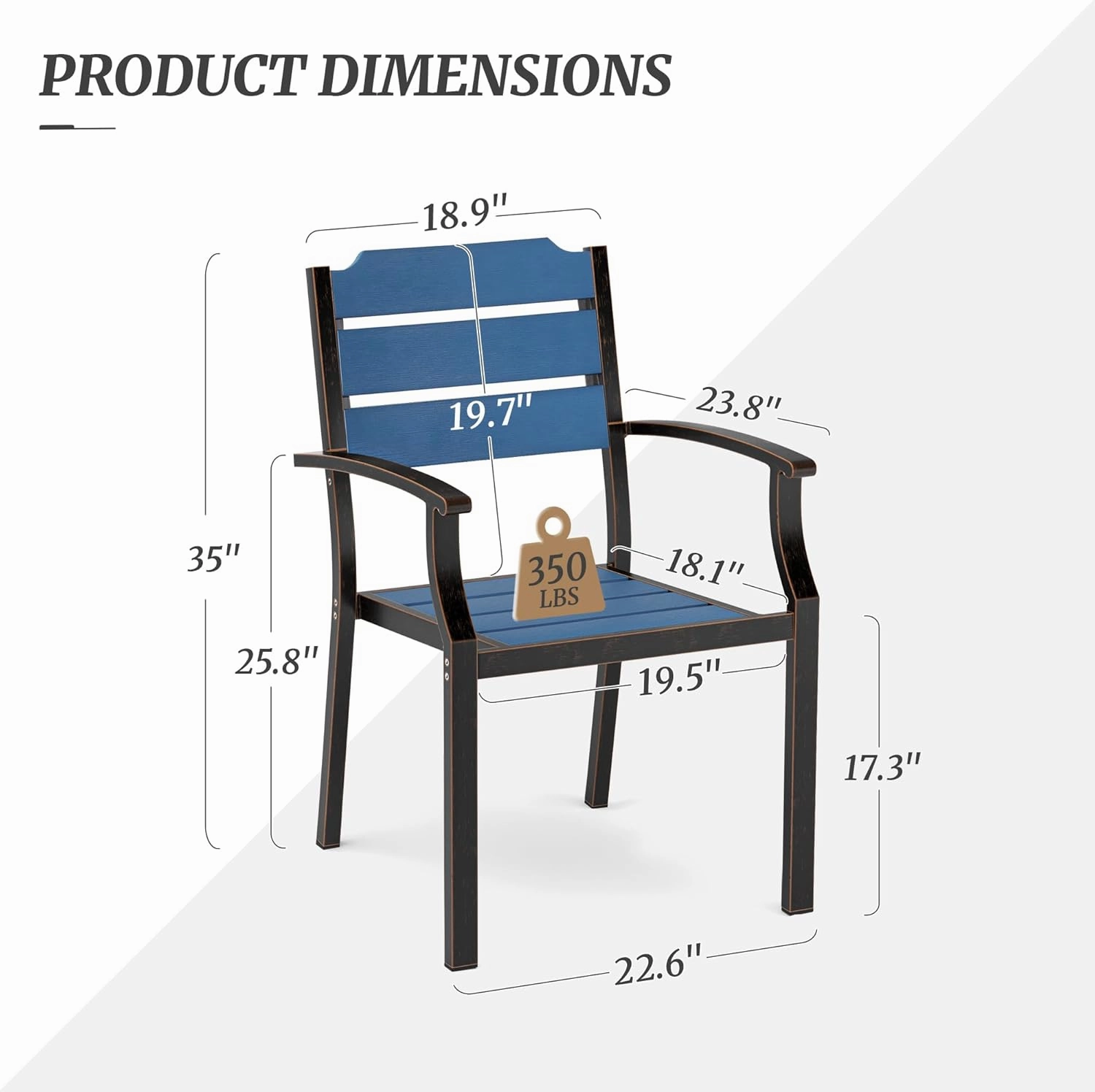 Outdoor Dining Chairs, Patio Dining Chairs, HDPS All-Weather Material Outdoor Chairs, Patio Chairs Set of 4 for Patio, Lawn, Garden, Indoor and Backyard, Dark Blue