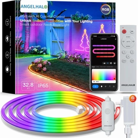 Outdoor Neon Rope Lights, 32.8ft Smart Neon Lights IP65 Waterproof with DIY Scene Modes, Music Sync, Flexible LED Neon Lights, Custom DIY Neon Strip Lights Work with Alexa Google Assistant