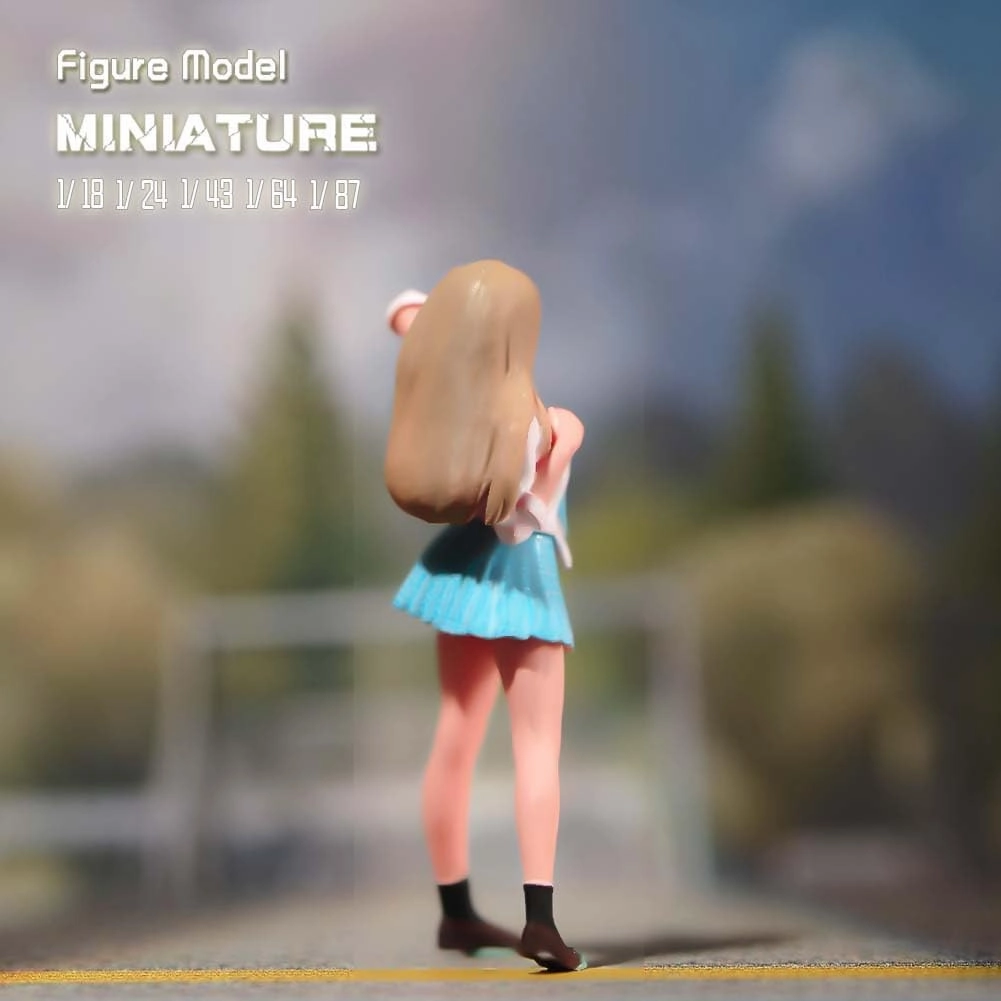 Painted Miniatures 1/18 1/24 Scale Anime Uniform Girl Female Diorama Figure Doll Creative Scence Props Resin Model for Cars Vehicles Toys (C, 1/64 Scale)