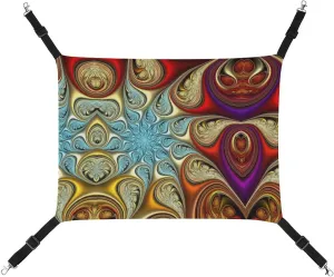 Paisley Tie Dye Print Cat Hanging Hammock Soft Breathable Pet Cage Dog Hammock with Adjustable Straps and Metal Hooks