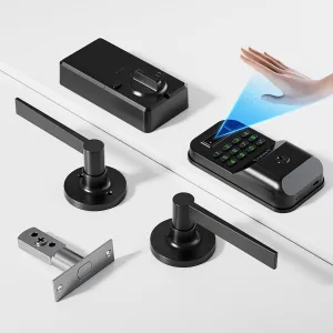 Palm Recognition Door Lock with 2 Lever Handles,Keyless Entry Smart Deadbolt,Electronic Keypad Lock with Auto Lock,Bluetooth,APP Control,Digital Code,Password,Front Door Handle Set,Easy Installation