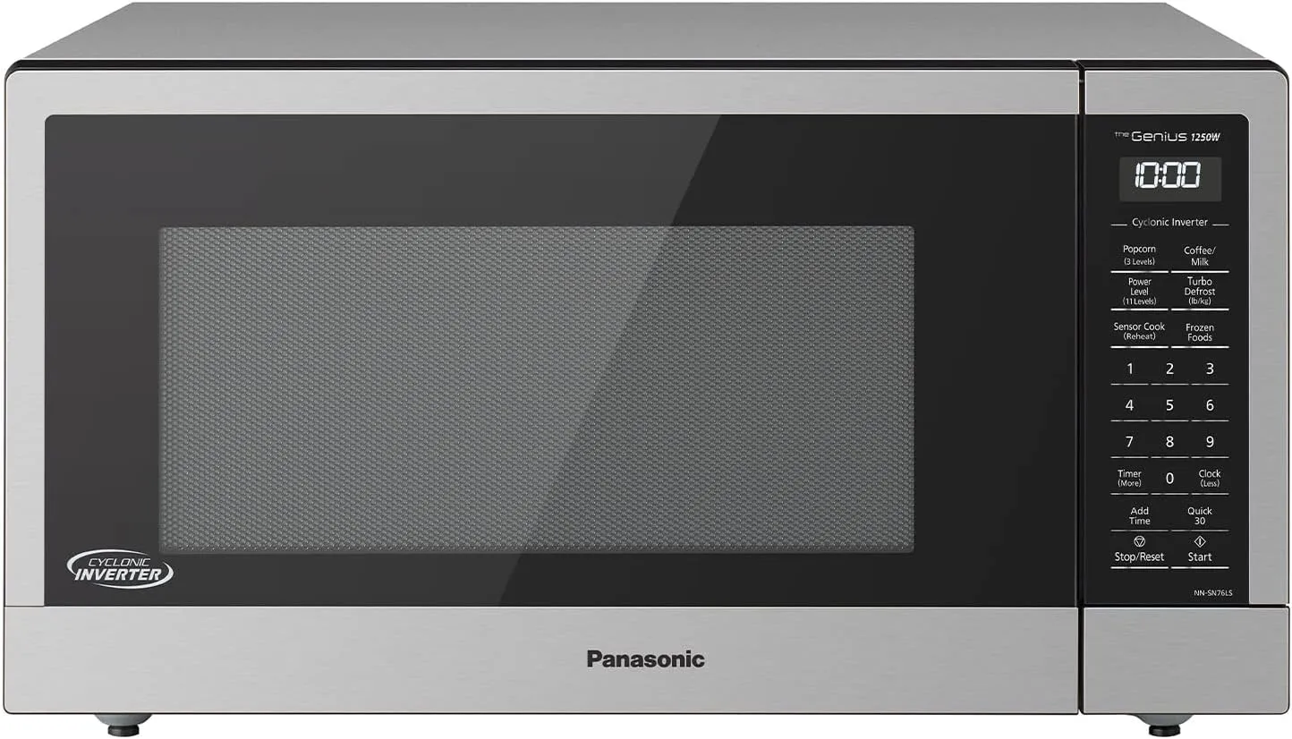Panasonic NN-SN76LS 1.6 cu.ft Cyclonic Inverter Countertop Microwave Oven 1250Watt Power with Genius Sensor Cooking, 19.44"D x 21.88"W x 11.94"H, Stainless Steel