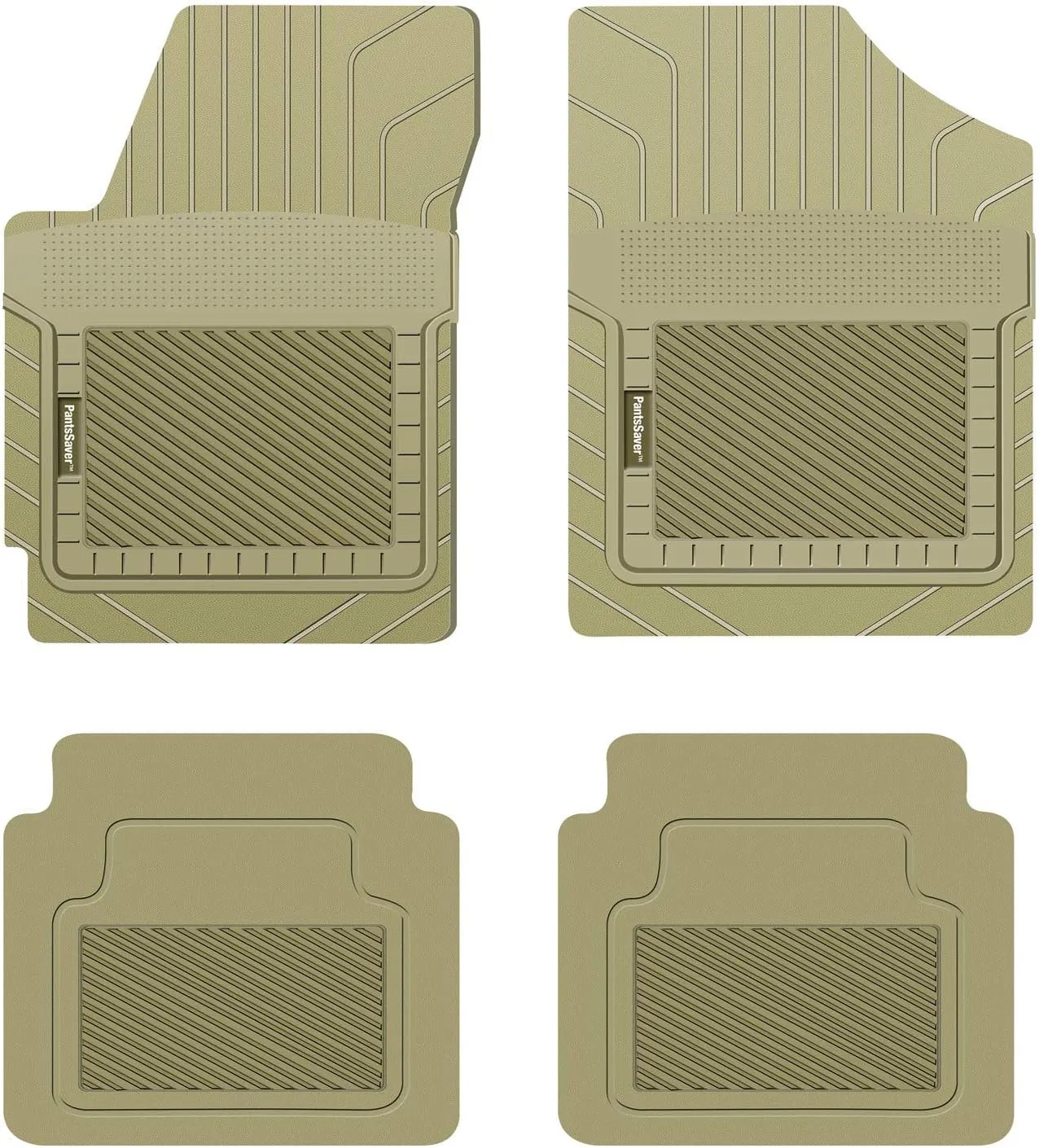 PantsSaver Custom Fit Floor Mats for Hyundai Kona 2019 All Weather Protection-4 Piece Set-High Raised Border Protection Great for Catching Spills & Easy Rinse-Car Accessories- Tan