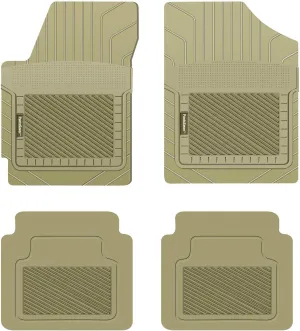 PantsSaver Custom Fit Floor Mats for Hyundai Kona 2019 All Weather Protection-4 Piece Set-High Raised Border Protection Great for Catching Spills & Easy Rinse-Car Accessories- Tan
