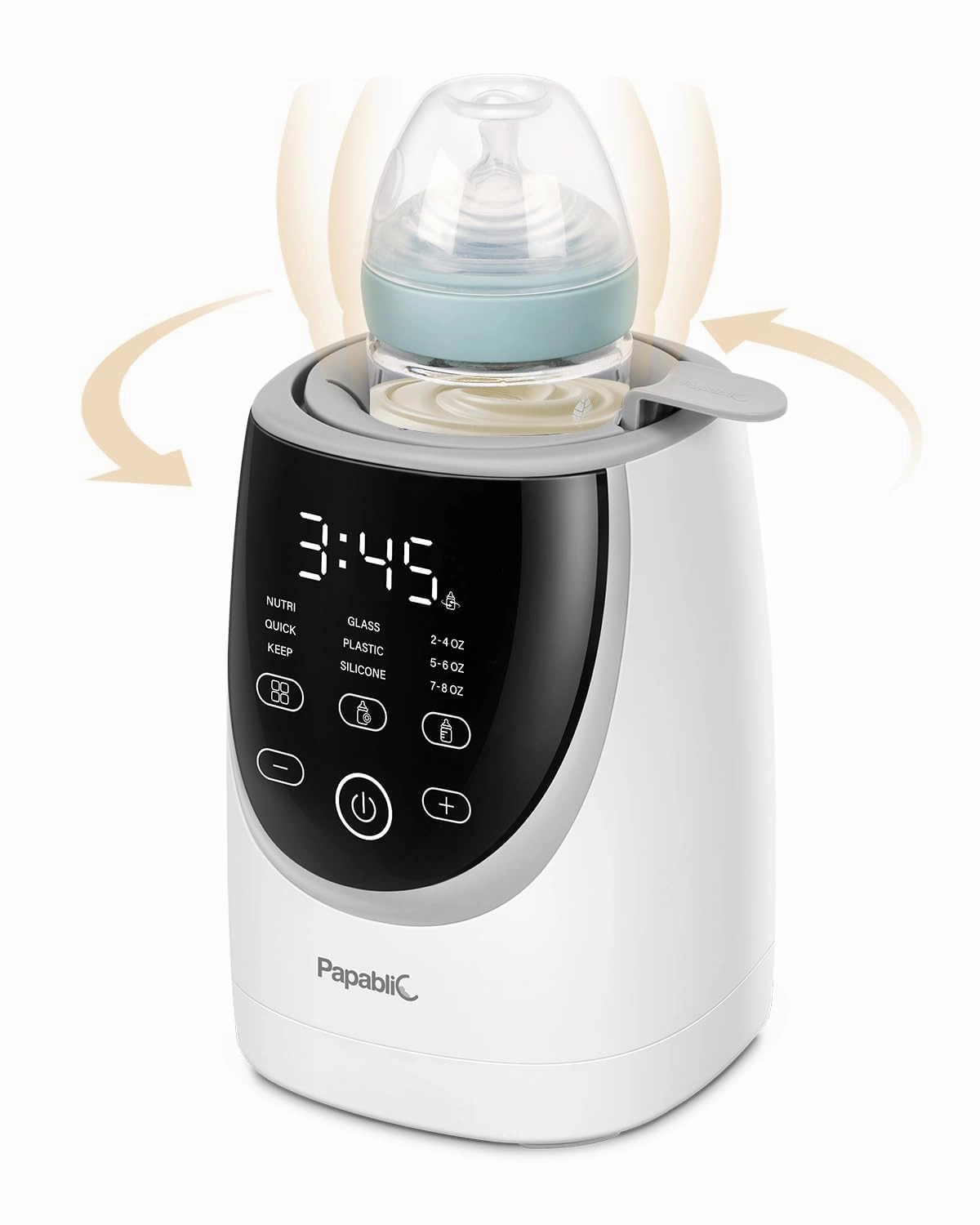 Papablic NutriWarm™ Swirlable Bottle Warmer – Advanced Nutrient-Preserving Warming Technology, Fast and Even Warming for Breastmilk & Formula, Precise Temperature Control, Easy to Use