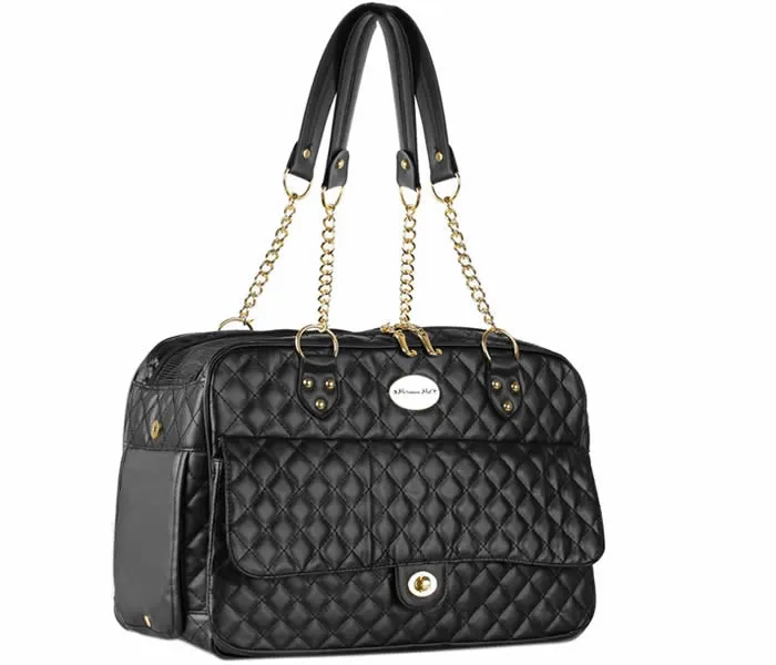 Parisian Pet 'London Quilted Carrier' for Dogs & Cats – Soft, Comfortable Pet Carrier for Small Dogs, Black