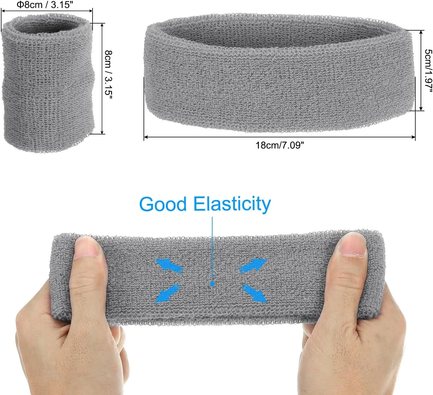 PATIKIL Sweatbands Headband Wristband, Sweatband Terry Cloth for Sport Basketball Tennis Athletic Gym Working Out