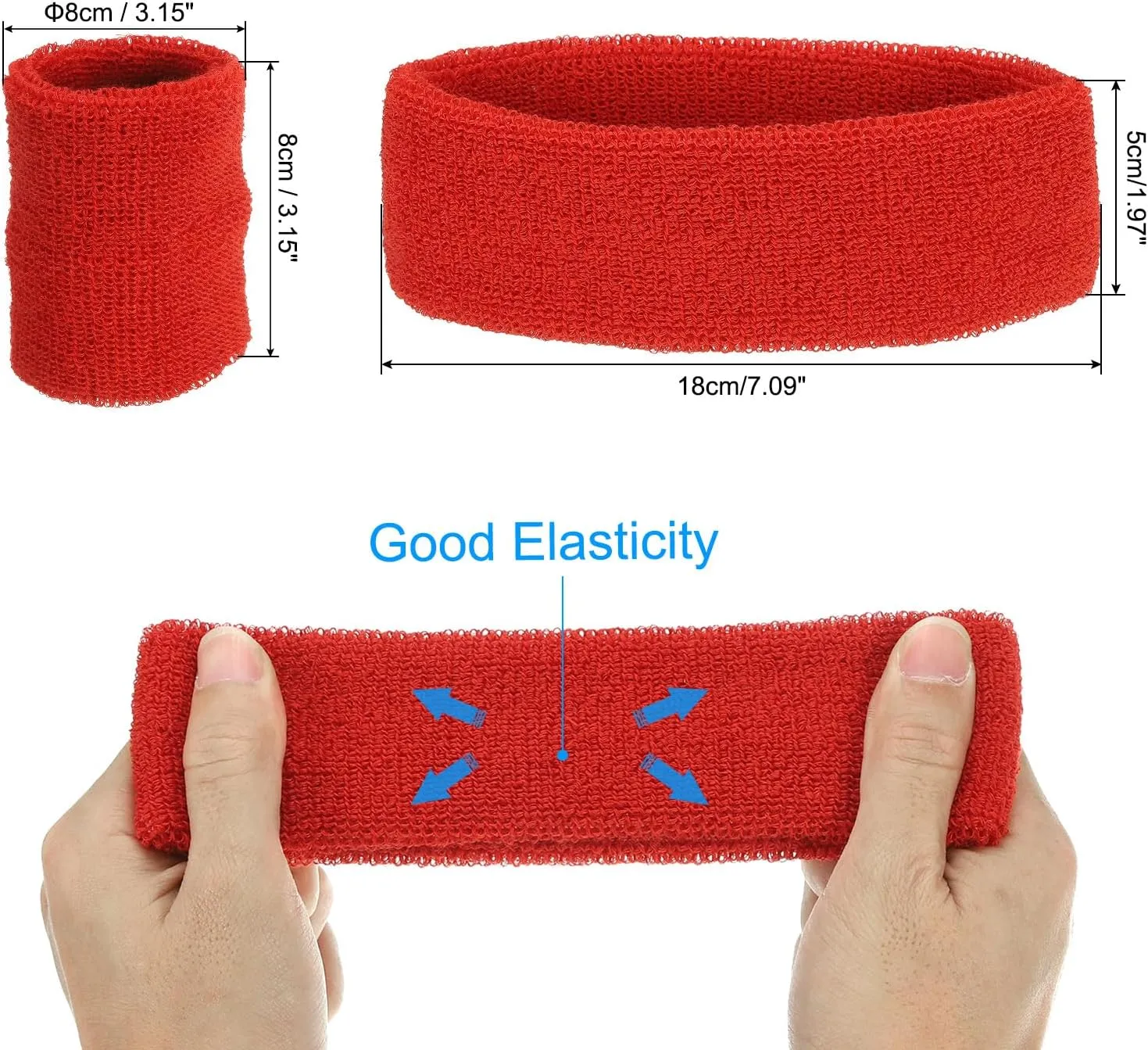 PATIKIL Sweatbands Headband Wristband, Sweatband Terry Cloth for Sport Basketball Tennis Athletic Gym Working Out