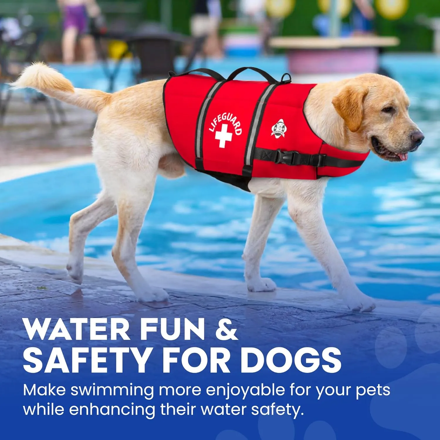 Paws Aboard Dog Life Jacket - Keep Your Canine Safe with a Neoprene Life Vest for Swimming and Boating - Available in Different Sizes, Color and Design to Choose - Red, Large