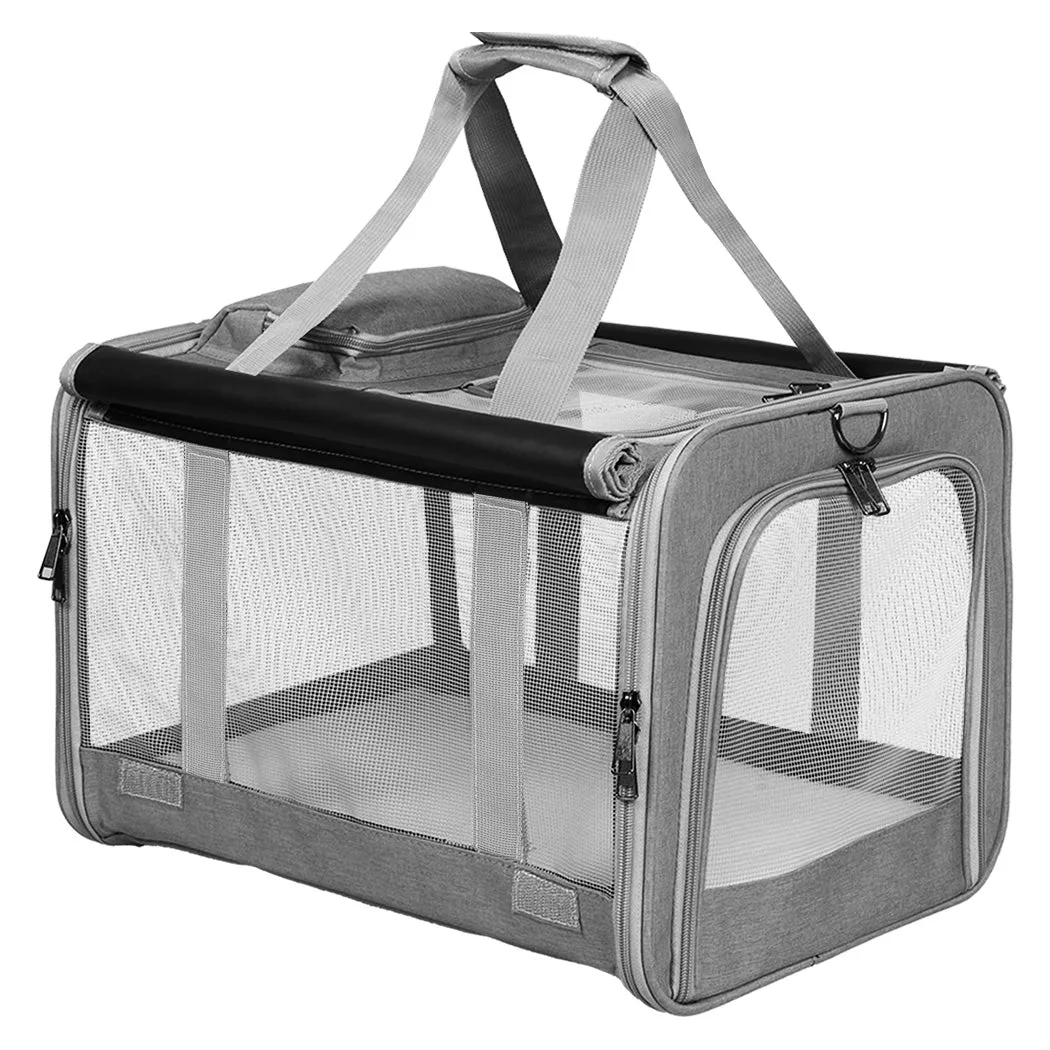 Pawz 3 in 1 Pet Soft Crate Dog Cat Carrier L Size Grey