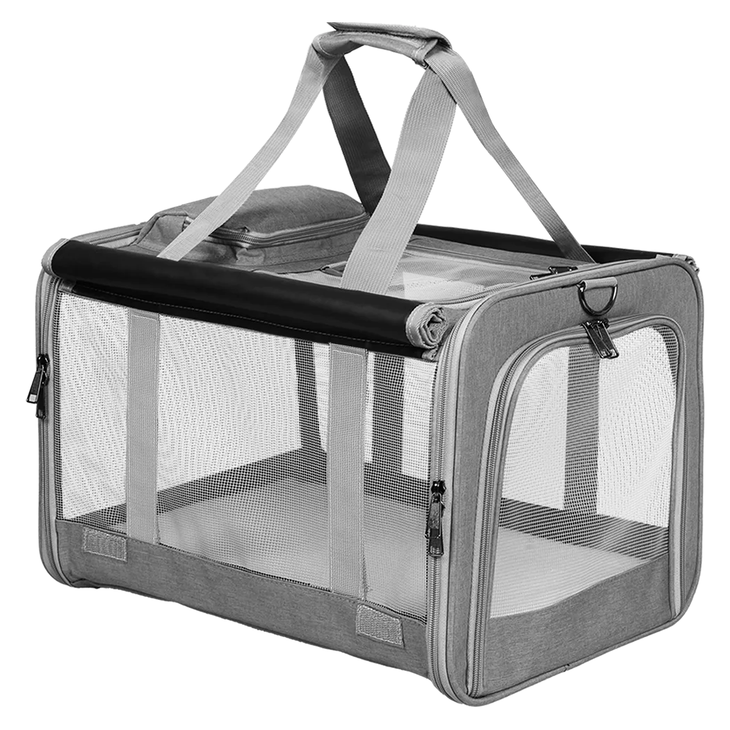 Pawz 3 in 1 Pet Soft Crate Dog Cat Carrier L Size Grey