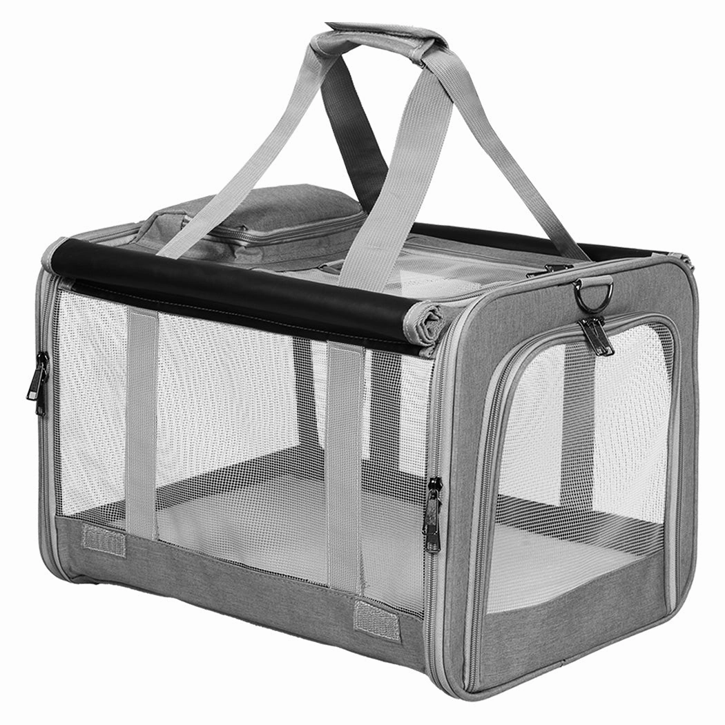 Pawz 3 in 1 Pet Soft Crate Dog Cat Carrier XL Size Grey
