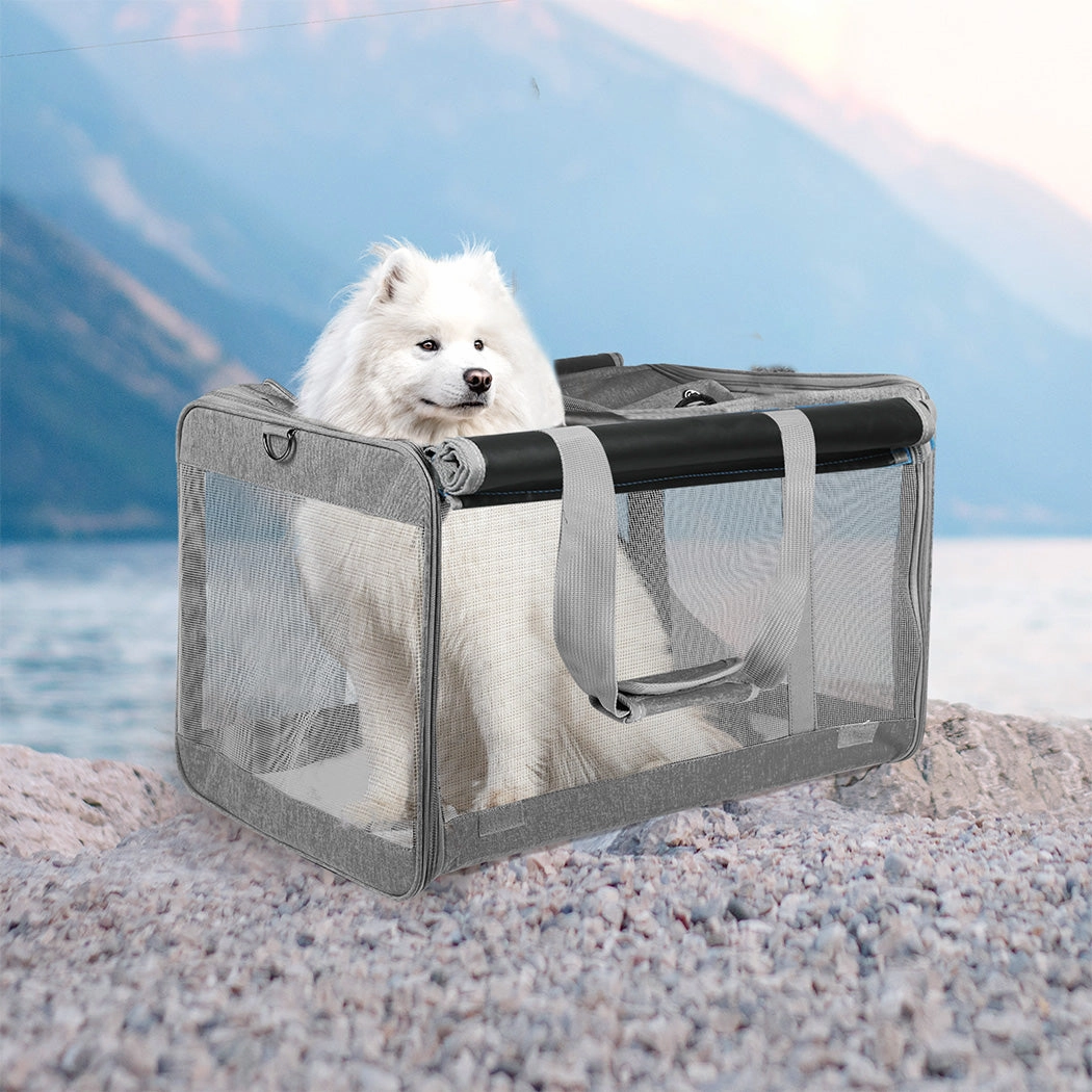 Pawz 3 in 1 Pet Soft Crate Dog Cat Carrier XL Size Grey