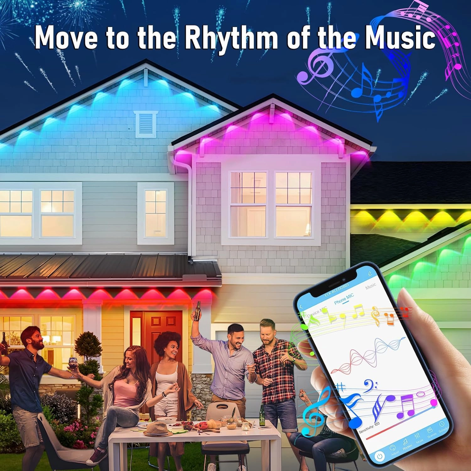Permanent Outdoor Lights,200ft RGB Eaves Lights with App & Remote Control, Outdoor String LED IP67 Waterproof for Christmas, Halloween, New Year, Holidays Roof Eaves House Garden Decor