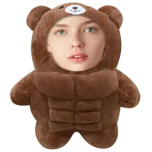 Personalized Muscle Bear Plush Toy, Customizable Your Face Photo Plush Toy - Fun Toy (11.8-19.6 inches)