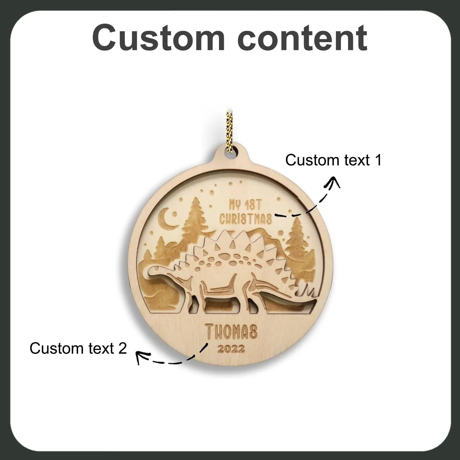 Personalized Name Dinosaur Christmas Ornament - Custom Dinosaur Wooden Christmas Tree Decoration Personalized Creative Dinosaur Christmas Tree Ornaments Decor Gifts(Dinosaur-4)