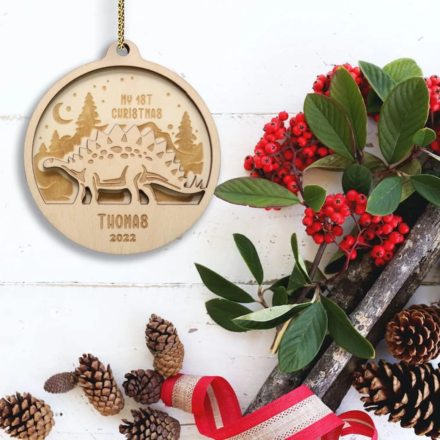 Personalized Name Dinosaur Christmas Ornament - Custom Dinosaur Wooden Christmas Tree Decoration Personalized Creative Dinosaur Christmas Tree Ornaments Decor Gifts(Dinosaur-4)