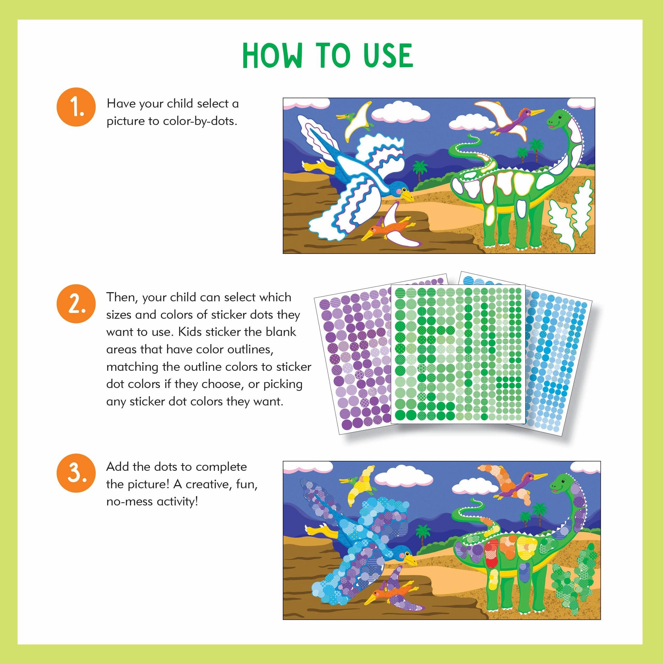 Peter Pauper Press - Color-By-Dots Sticker Book - Dinosaurs