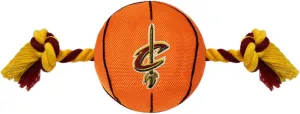 Pets First NBA Cleveland Cavaliers Basketball Toy. - Tough Nylon Pet Toy with Tug Ropes & Inner Squeaker, One Size, CAV-3105